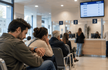 cliente esperando Clientes esperando para ser atendidos en una oficina de atención presencial.