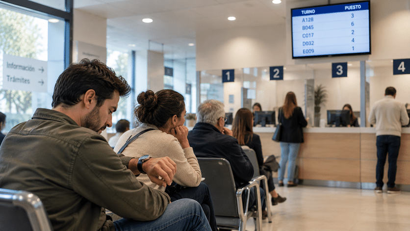 cliente esperando Clientes esperando para ser atendidos en una oficina de atención presencial.